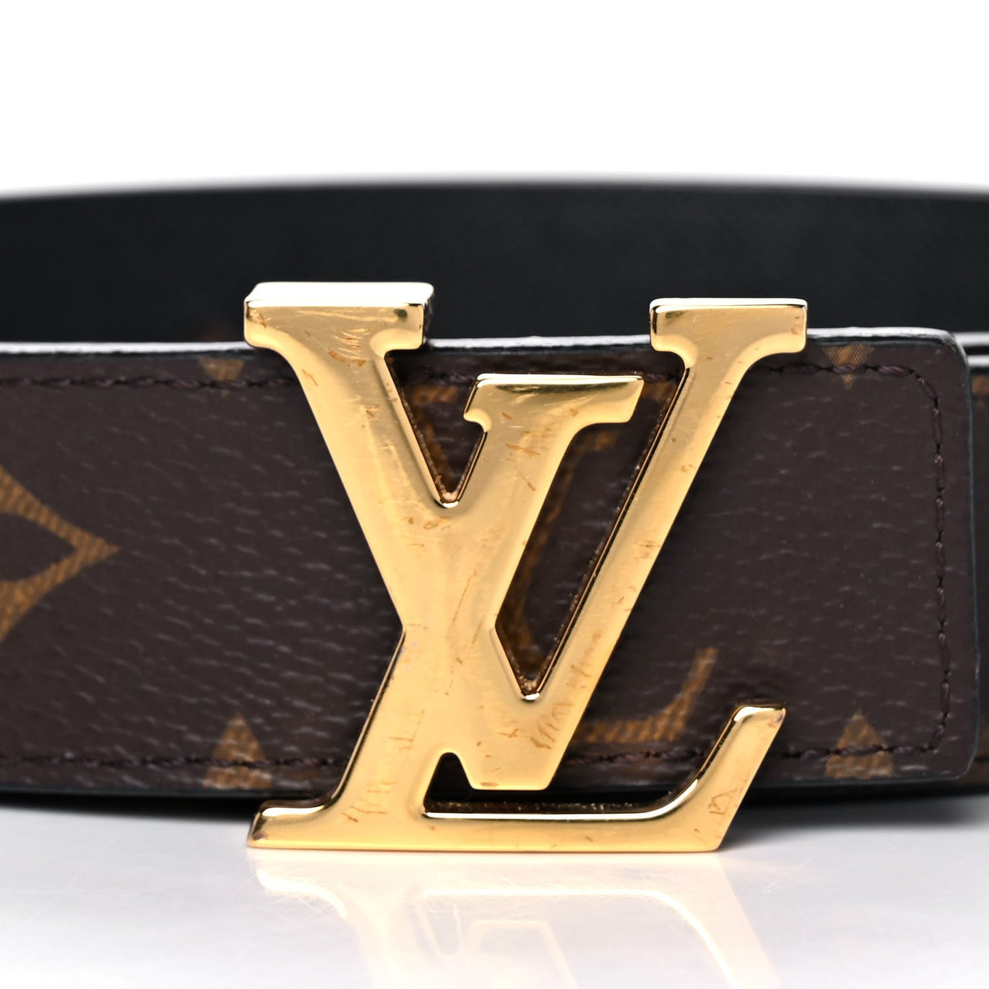 Calfskin Monogram 30mm LV Initiales Reversible Belt 85 34 Black