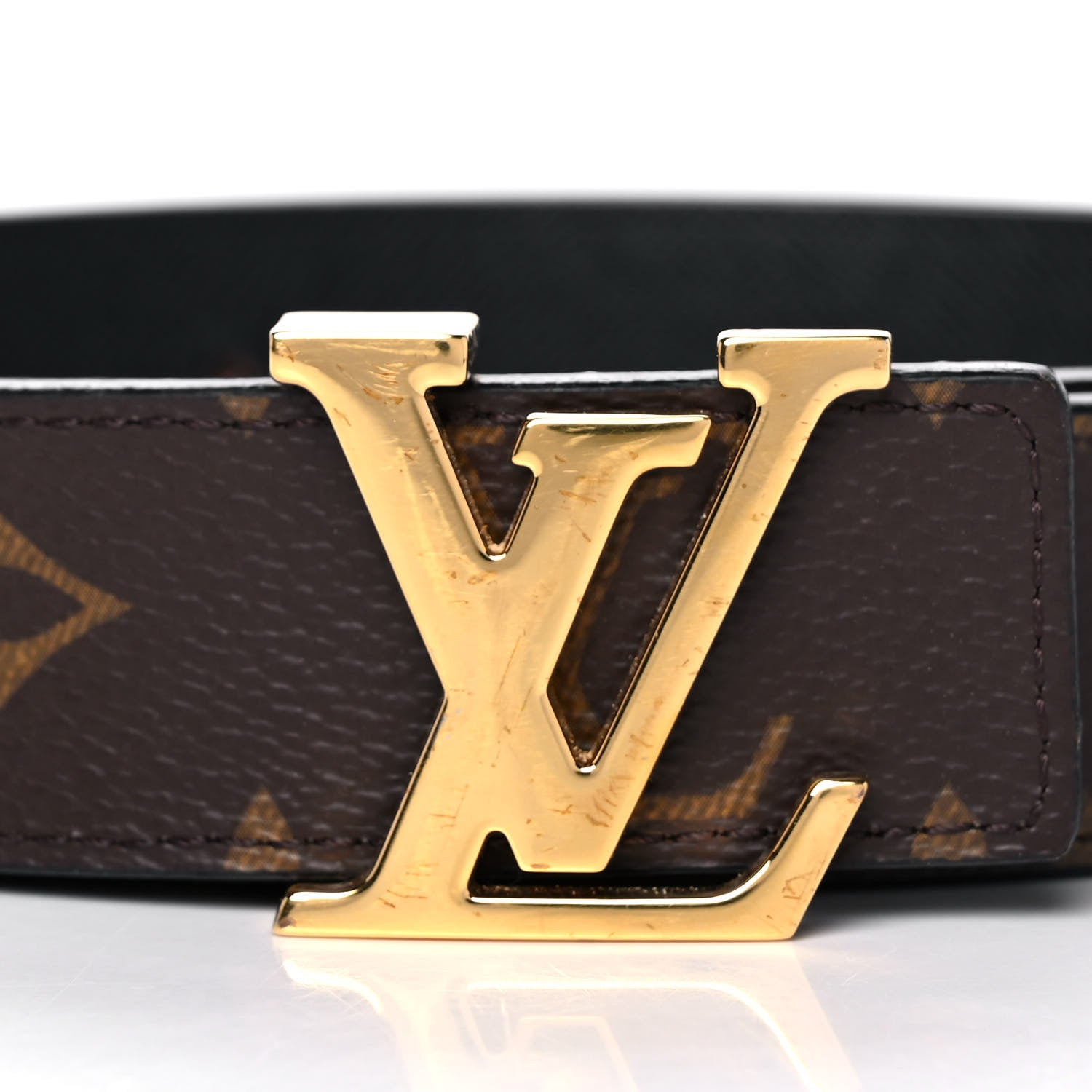 Louis Vuitton Calfskin Monogram 30mm LV Initiales Reversible Belt 85 34 Black 3 of 10