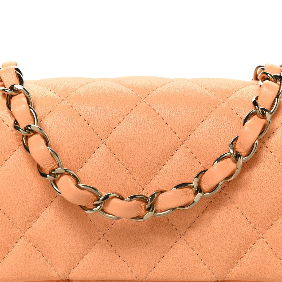 Chanel Lambskin Quilted Mini Rectangular Flap Light Orange 8 of 11