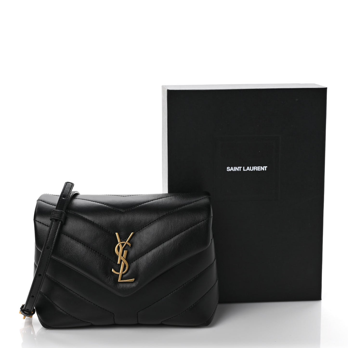 Calfskin Y Quilted Monogram Toy Loulou Crossbody Bag Black