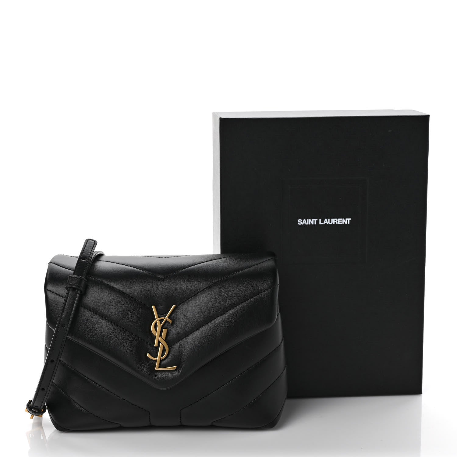 Saint Laurent Calfskin Y Quilted Monogram Toy Loulou Crossbody Bag Black 12 of 12