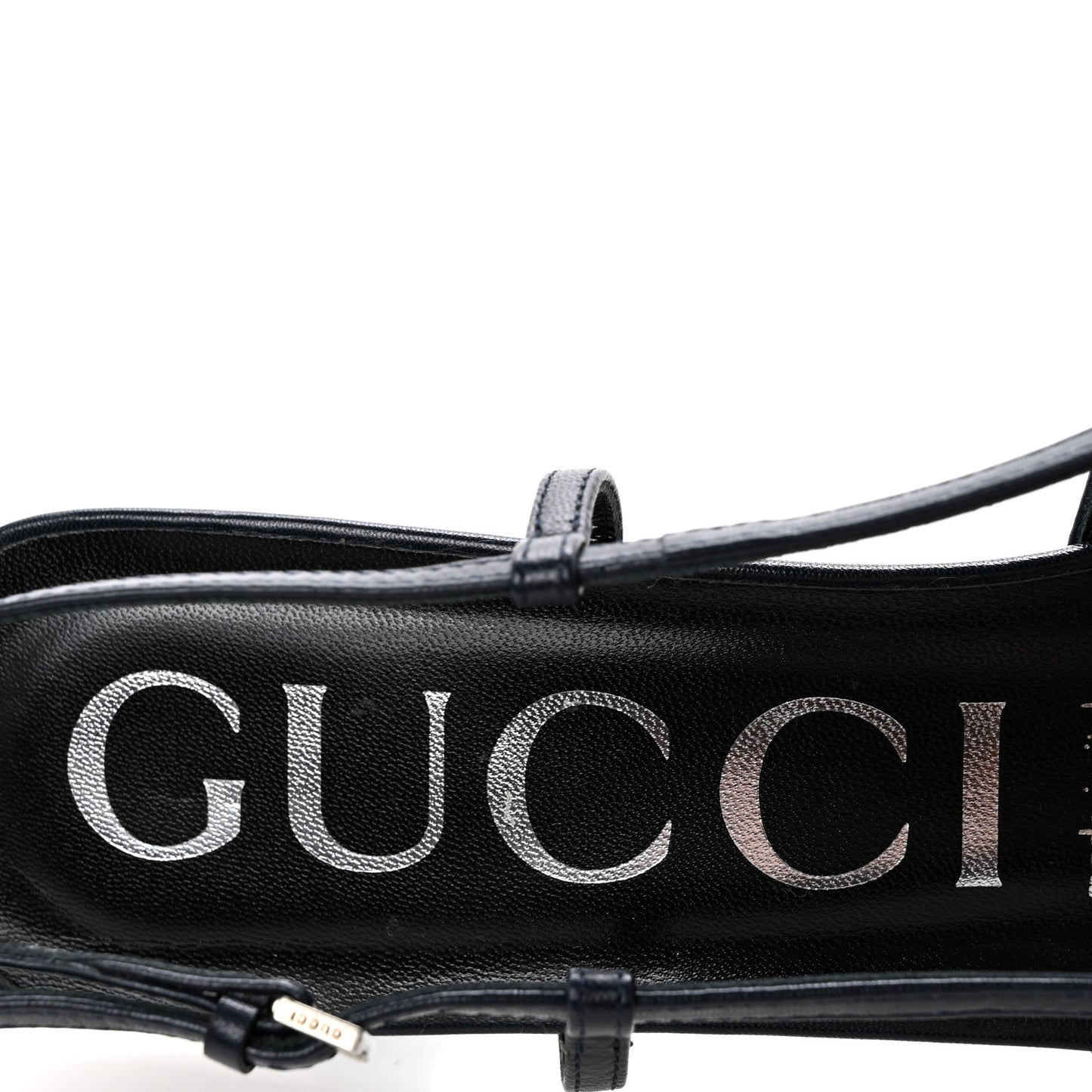 GG Monogram Malaga Kid Square G 75mm Slingback Pumps 40 Black