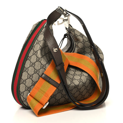 Gucci GG Supreme Monogram Textured Calfskin Web Large Attache Shoulder Bag Beige Ebony New Acero 3 of 10