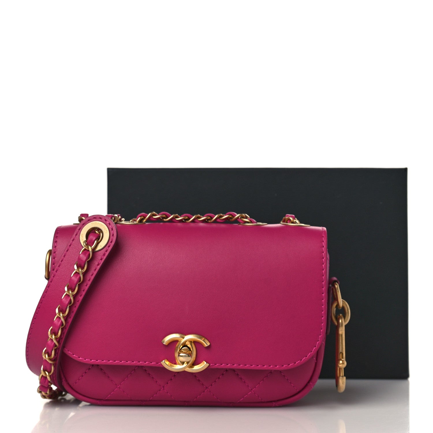 Chanel Calfskin Quilted Multi Pouching Flap And Coin Purse Fuchsia 8 of 8