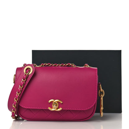 Chanel Calfskin Quilted Multi Pouching Flap And Coin Purse Fuchsia 8 of 8