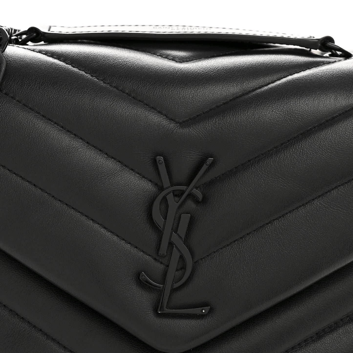Calfskin Y Quilted Monogram Monochrome Small Loulou Chain Satchel Black
