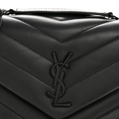 Saint Laurent Calfskin Y Quilted Monogram Monochrome Small Loulou Chain Satchel Black 8 of 12