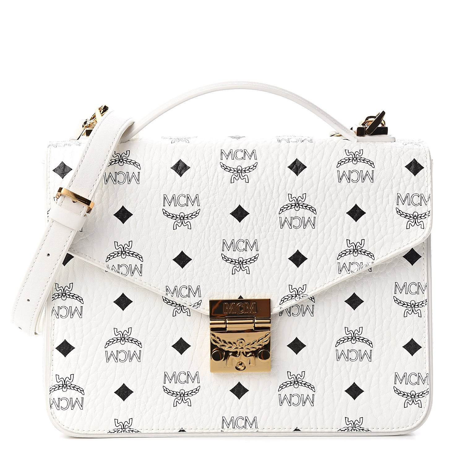 MCM Visetos Medium Patricia Satchel White 1 of 9