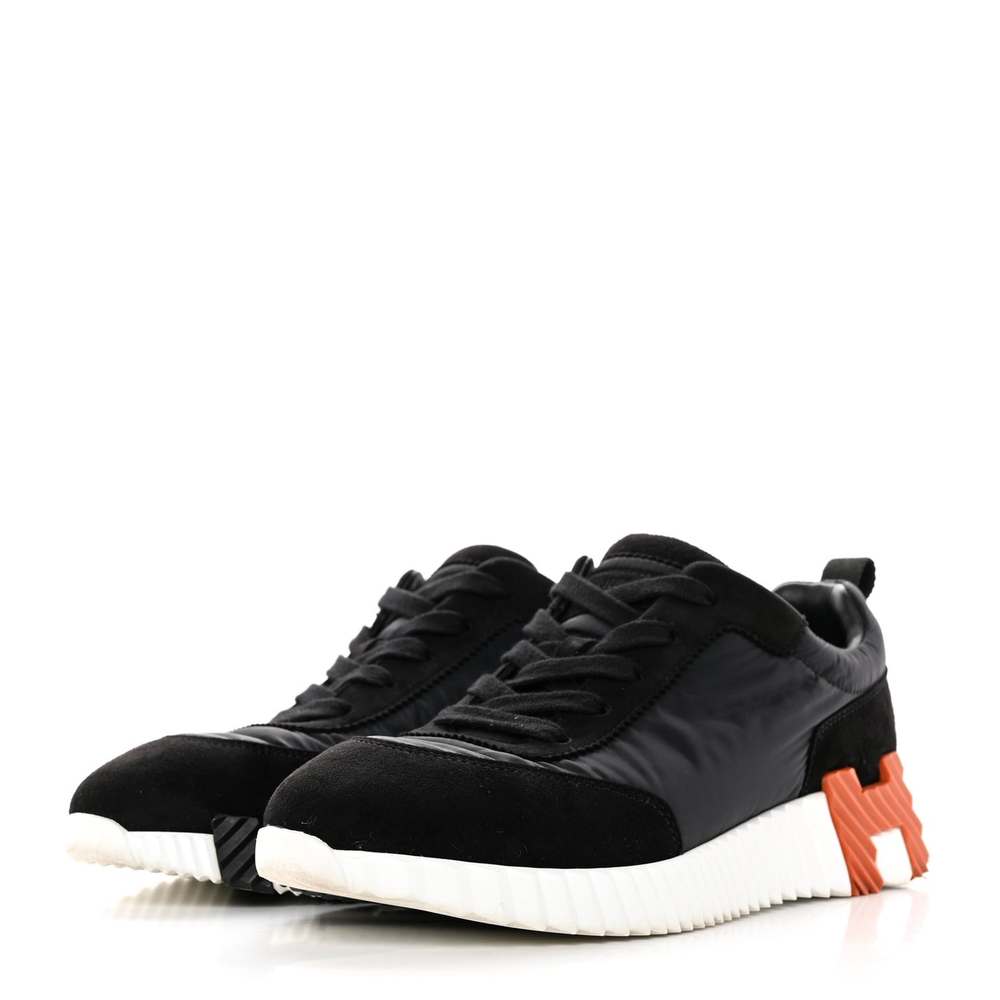 Parachute Fabric Suede Goatskin Bouncing Sneakers 37 Black