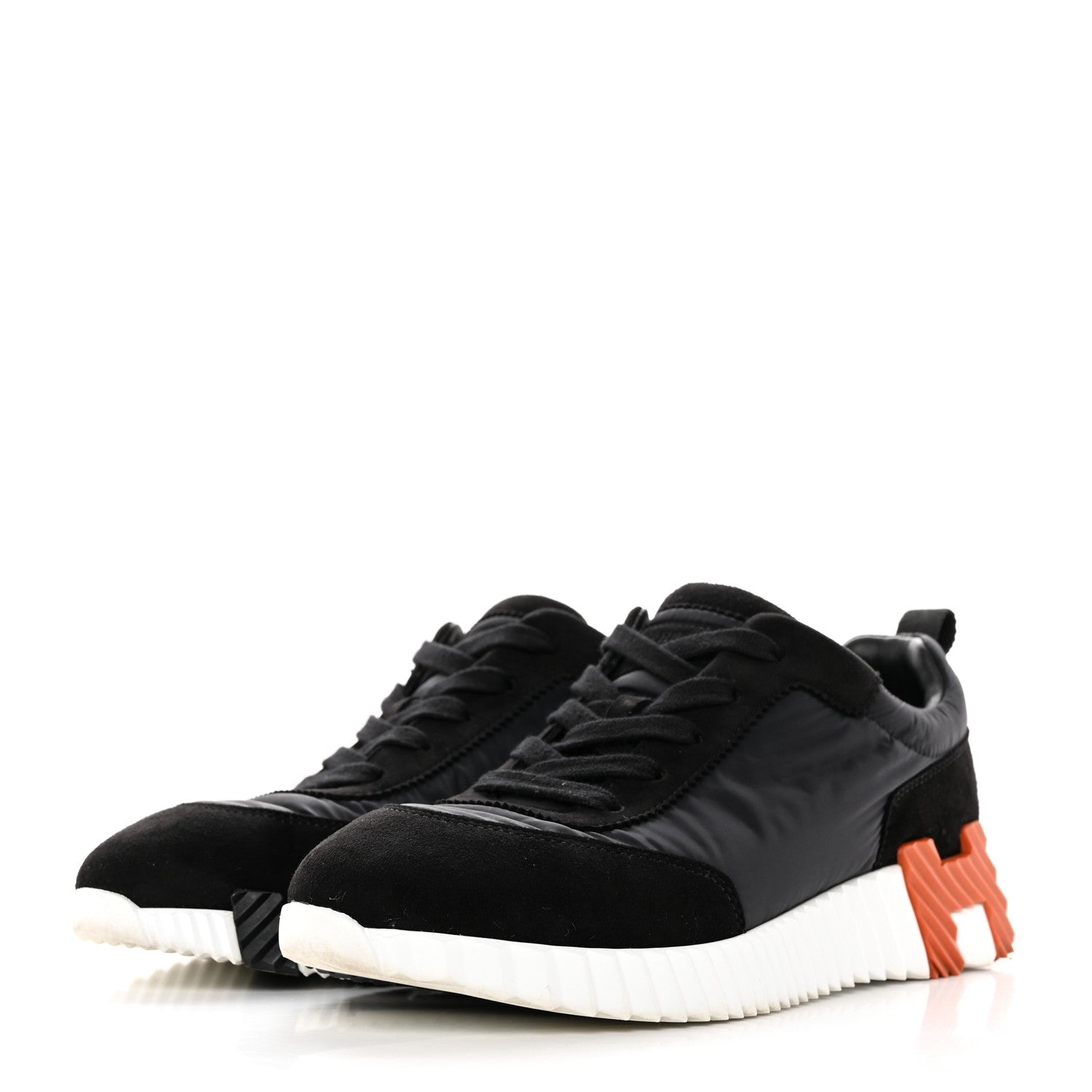 Hermes Parachute Fabric Suede Goatskin Bouncing Sneakers 37 Black 3 of 18