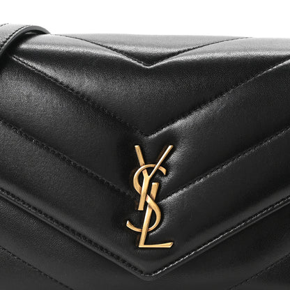 Saint Laurent Lambskin Quilted Monogram Toy Loulou Crossbody Bag Black 8 of 10