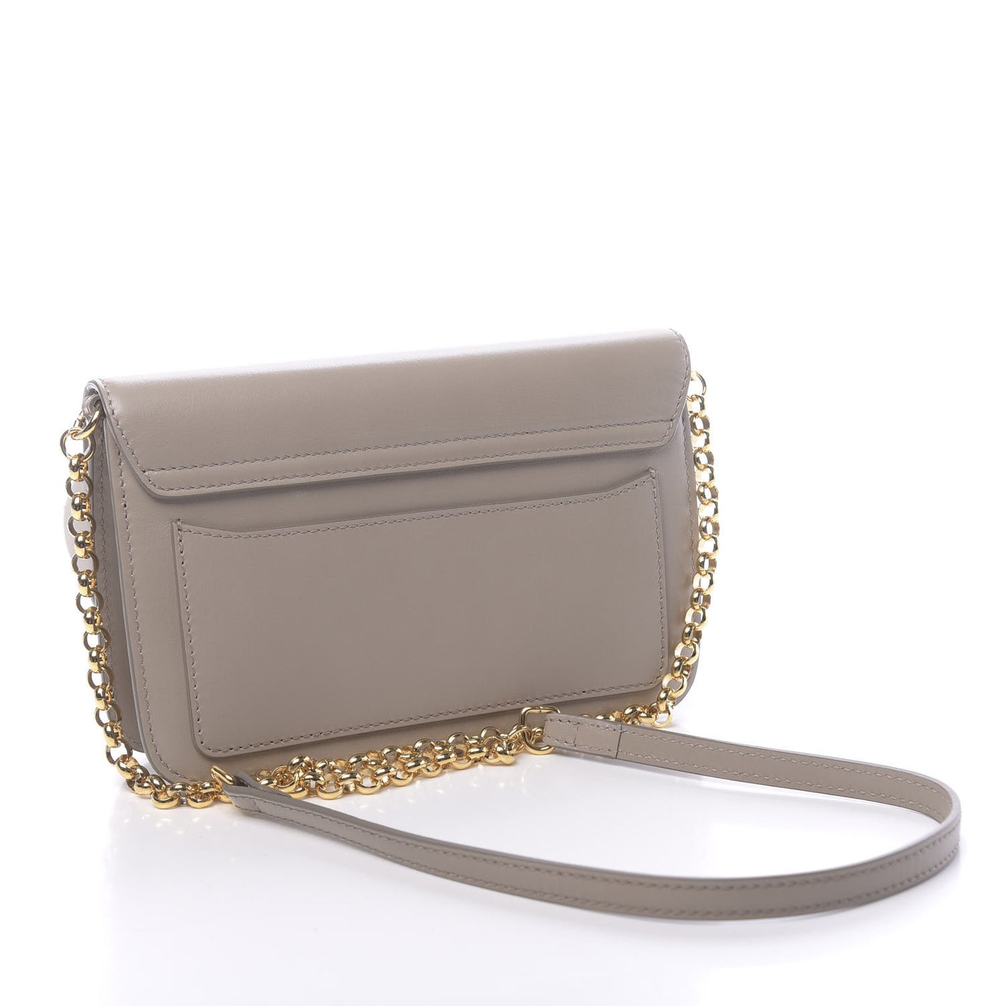 Calfskin Suede C Clutch With Chain Motty Grey