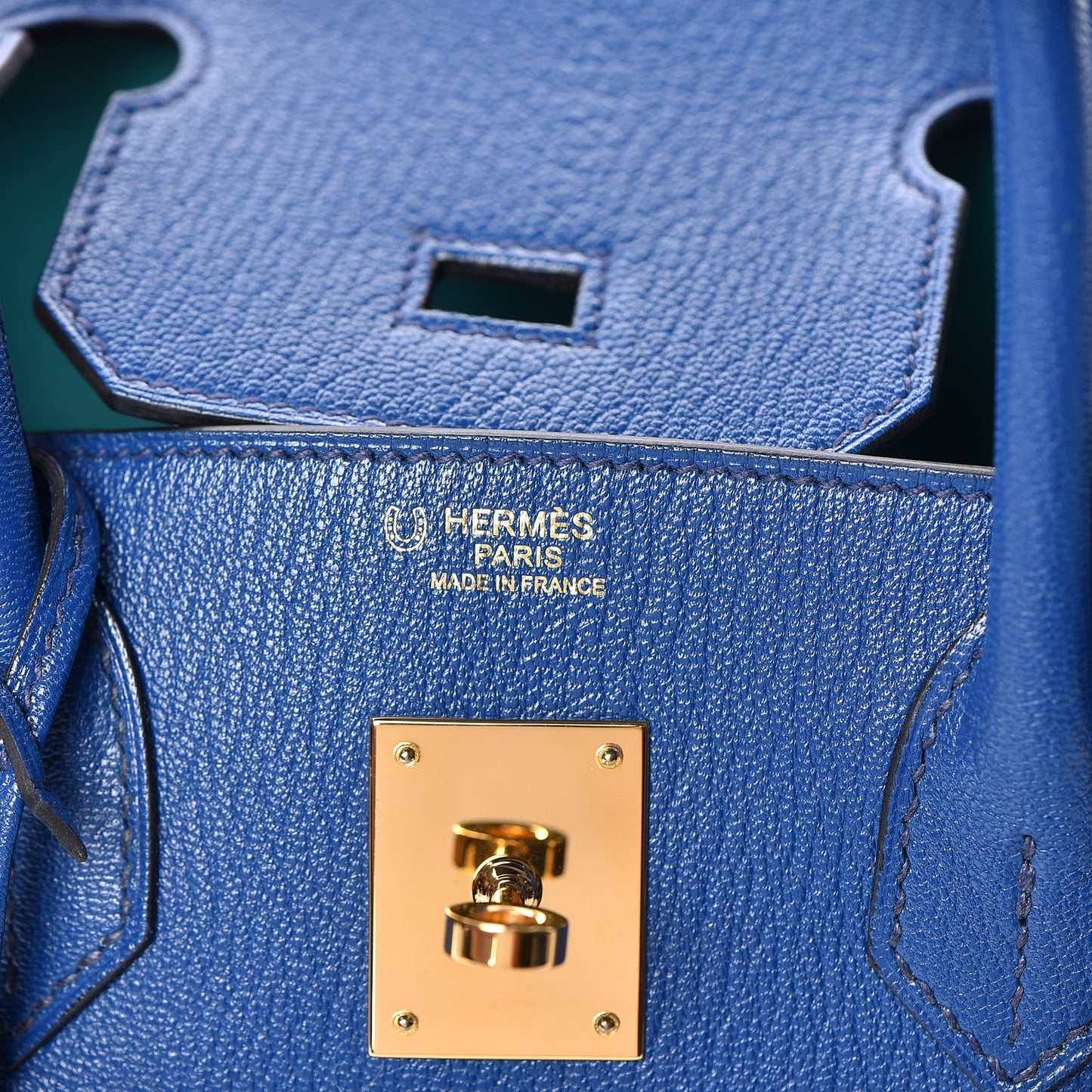 Chevre Mysore Bi-Color Horseshoe Birkin 30 Bleu Sapphire Paon