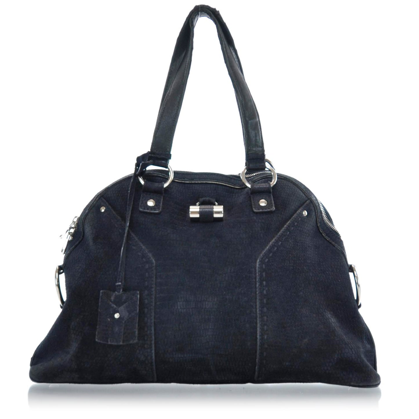 Lizard Embossed Nubuck Large Muse Navy