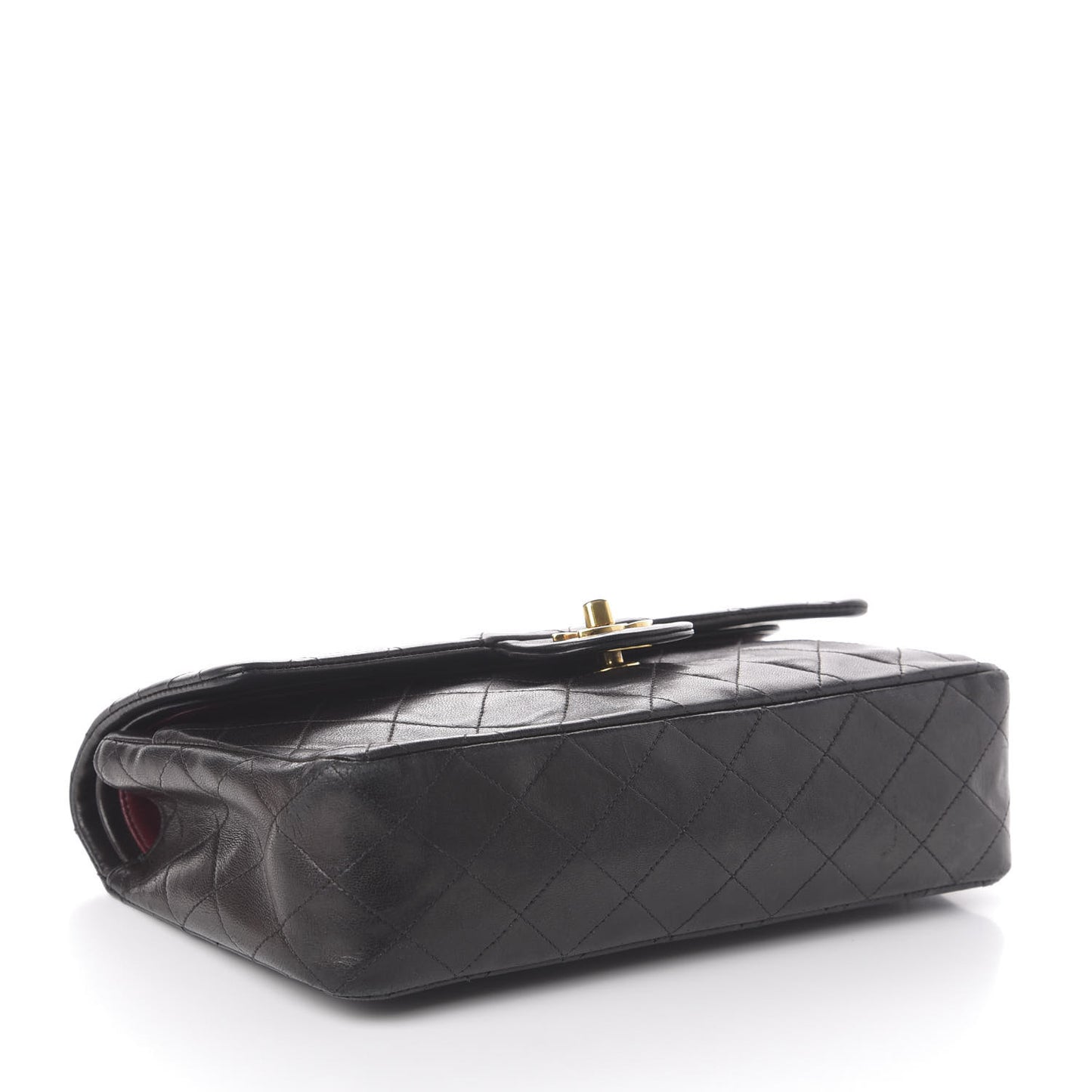 Lambskin Quilted Medium Double Flap Black