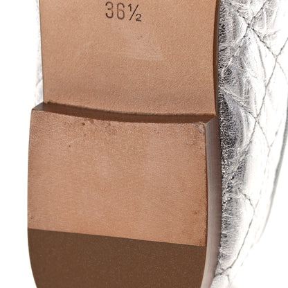 Chanel Metallic Aged Calfskin Quilted Cap Toe Ballerina Flats 36.5 Silver 10 of 11