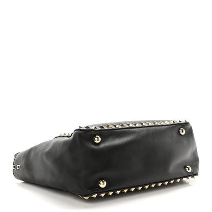 Valentino Garavani Grained Calfskin Small Rockstud Tote Black 4 of 9
