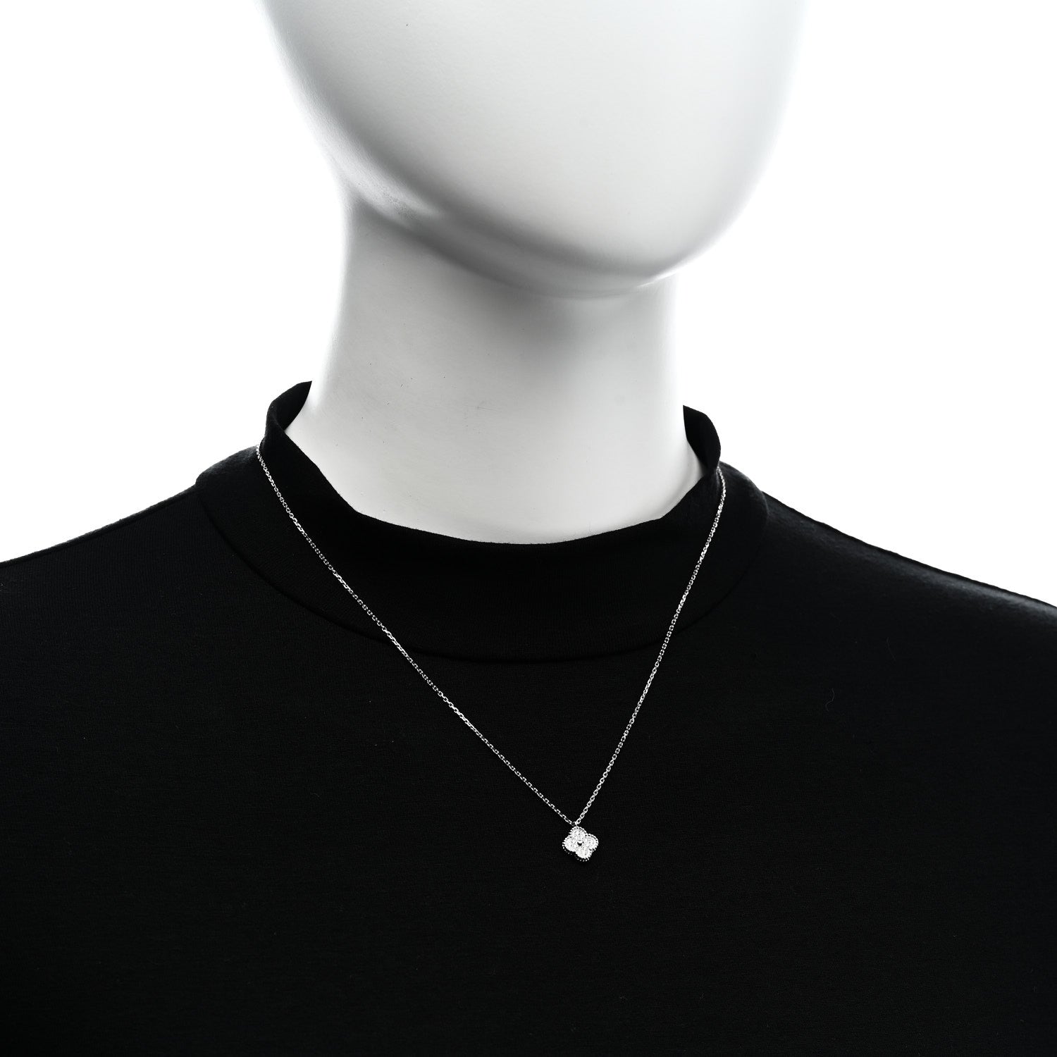 Van Cleef & Arpels 18K White Gold Diamond Sweet Alhambra Pendant Necklace 2 of 6