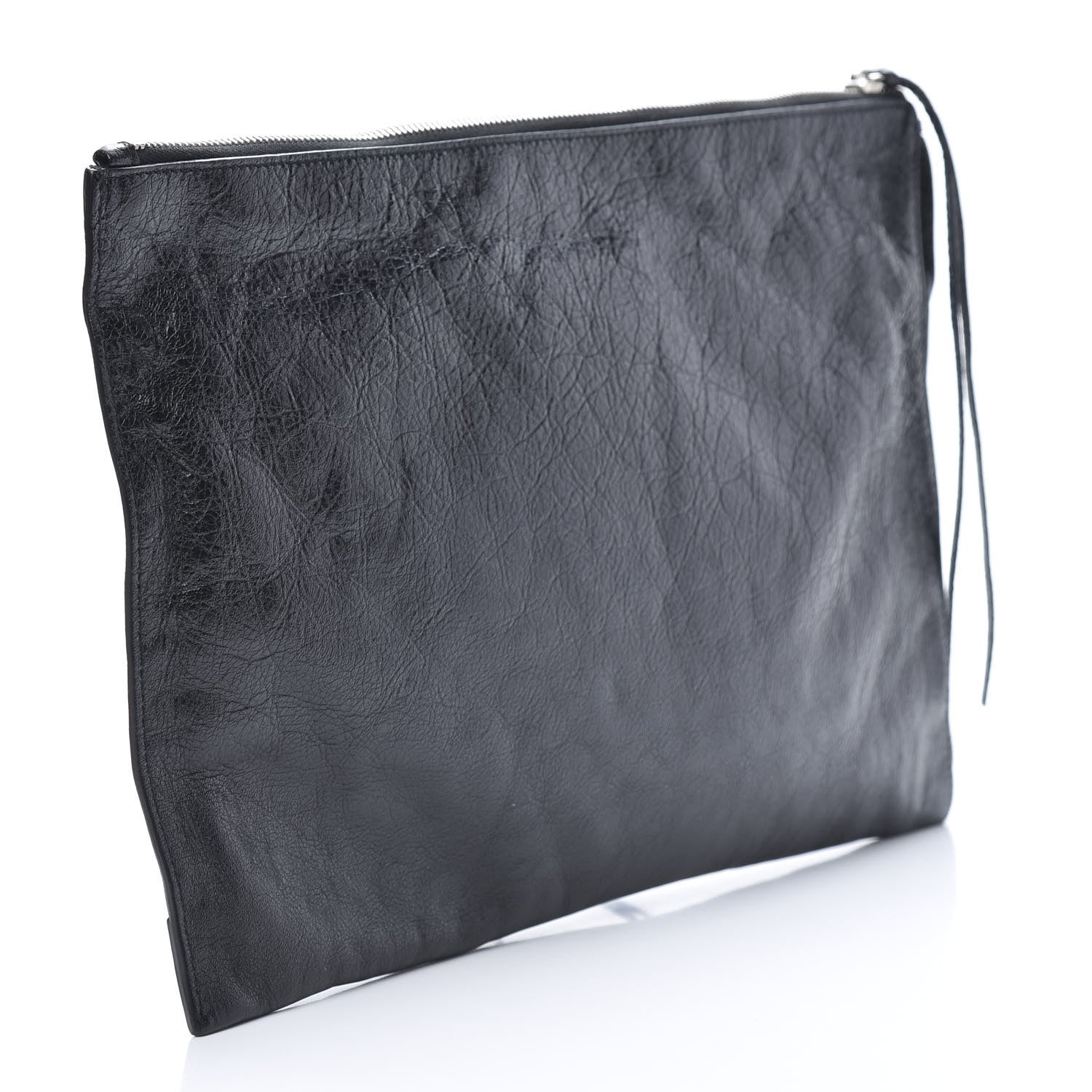 Balenciaga Agneau Classic Silver Hardware Pouch Clutch Black 3 of 7