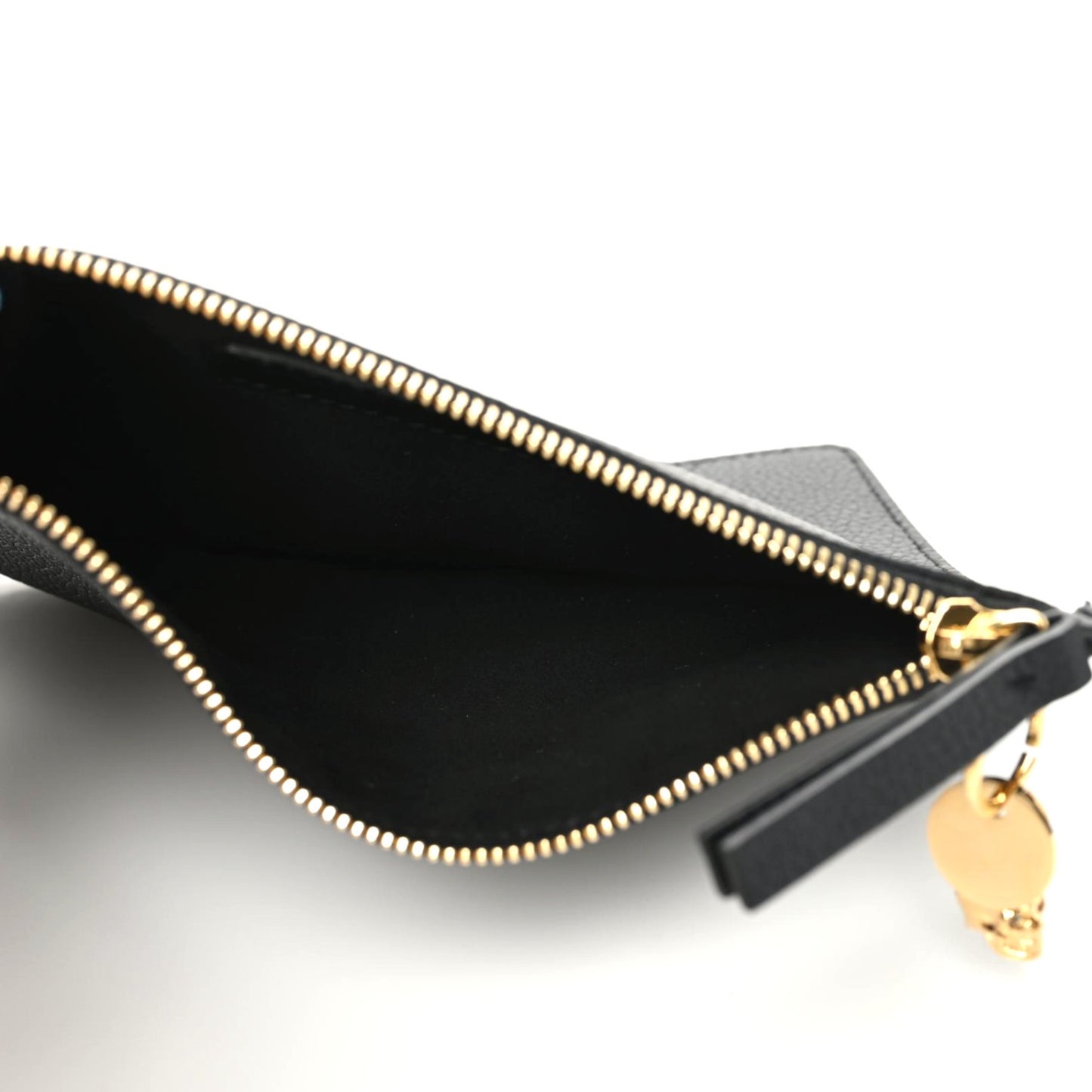 Calfskin Skull Wristlet Pouch Black