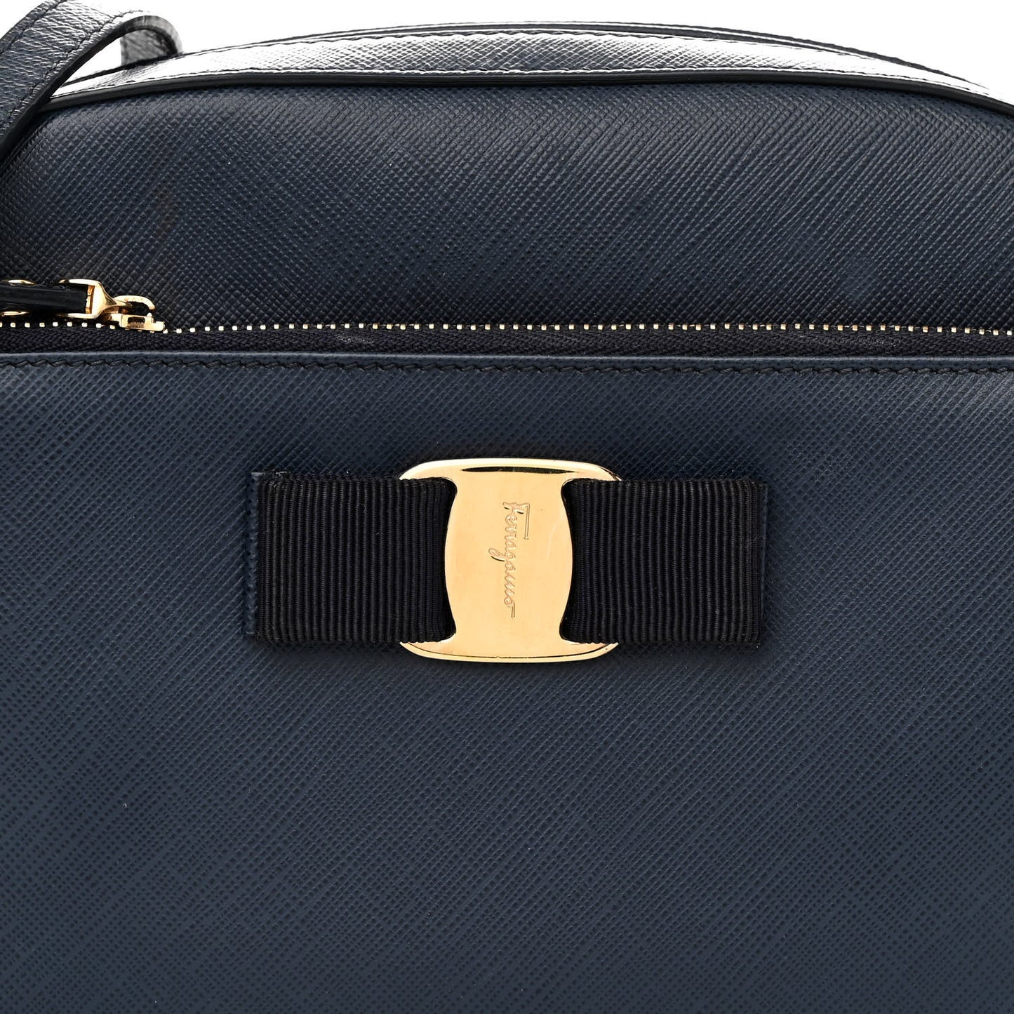 Hammered Calfskin Lydia Bow Camera Bag Navy