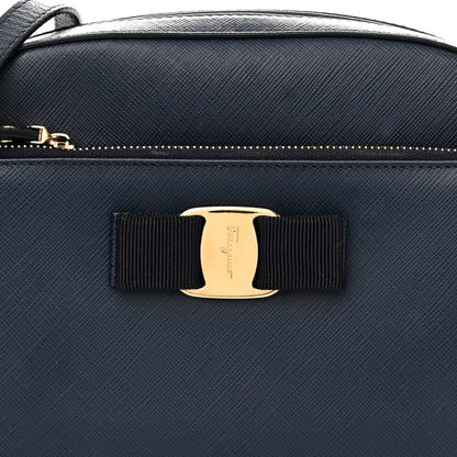 Salvatore Ferragamo Hammered Calfskin Lydia Bow Camera Bag Navy 8 of 11