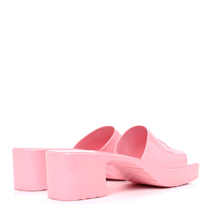 Gucci Rubber Gucci Logo Womens Platform 20/60mm Slide Sandals 38 Wild Rose 5 of 11