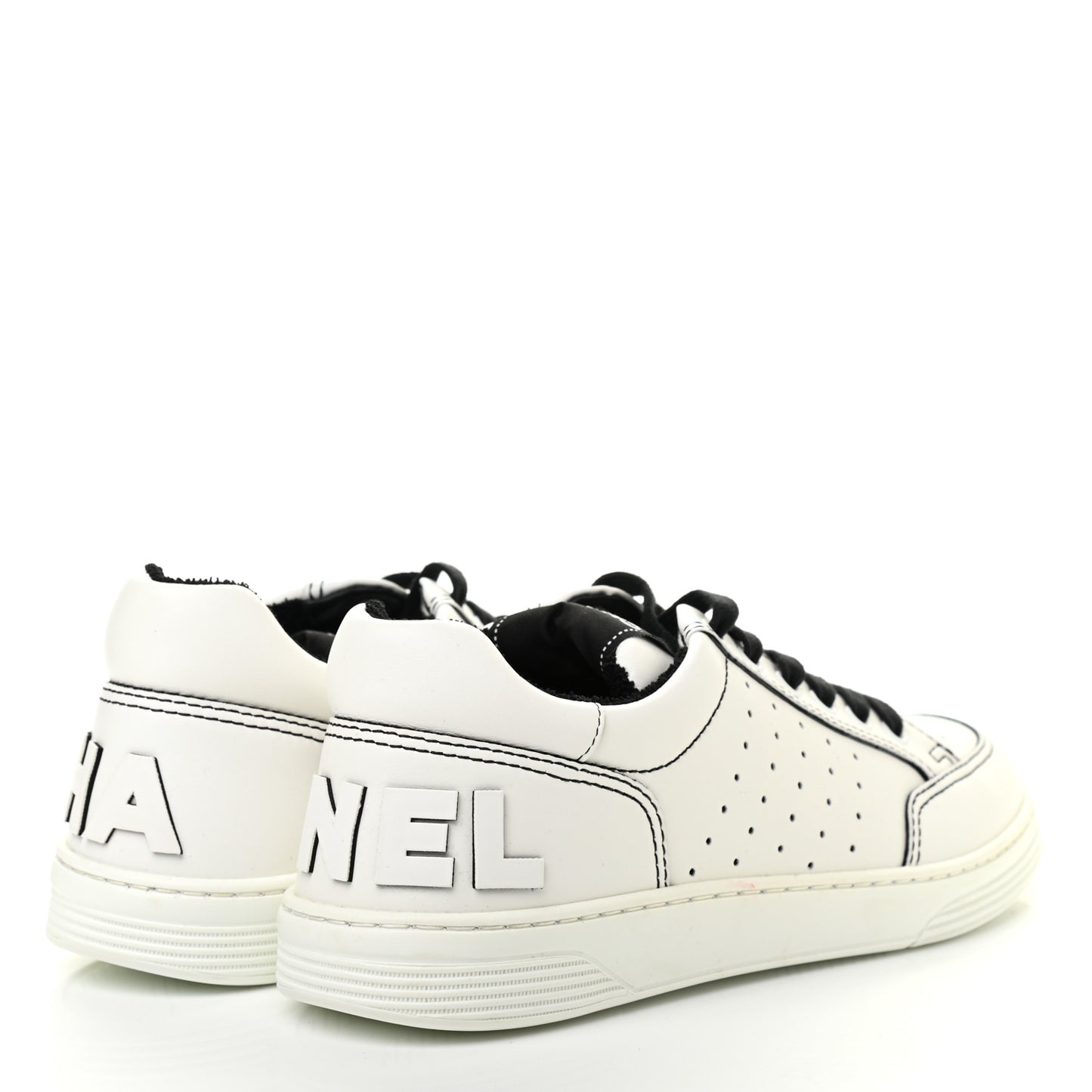 Calfskin Womens Logo Sneakers 39.5 White Black