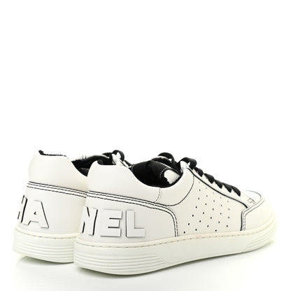 Chanel Calfskin Womens Logo Sneakers 39.5 White Black 4 of 8