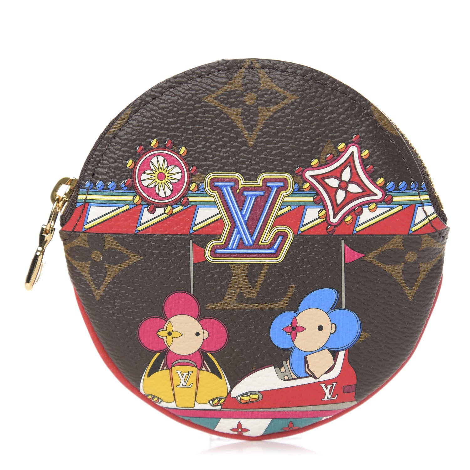 Louis Vuitton Monogram 2020 Christmas Animation Bumper Cars Round Coin Purse Coquelicot 1 of 8