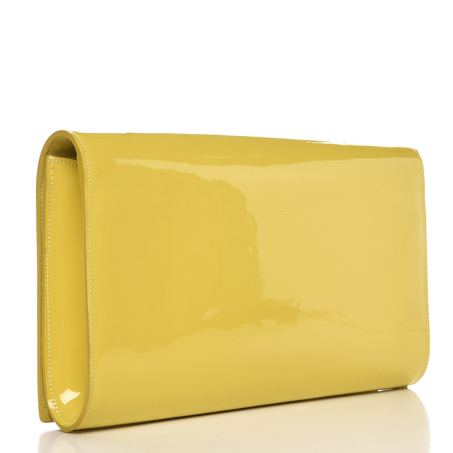 Saint Laurent Patent Calfskin Monogram Large Belle De Jour Clutch Yellow 3 of 7