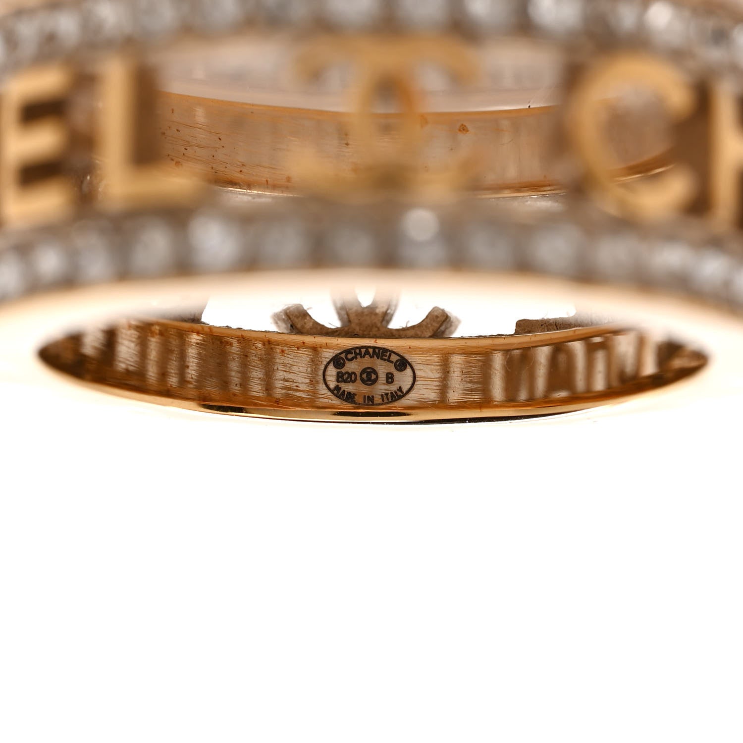 Chanel Metal Crystal Bow-tiful CC Logo Ring 54 6.75 Gold 4 of 5