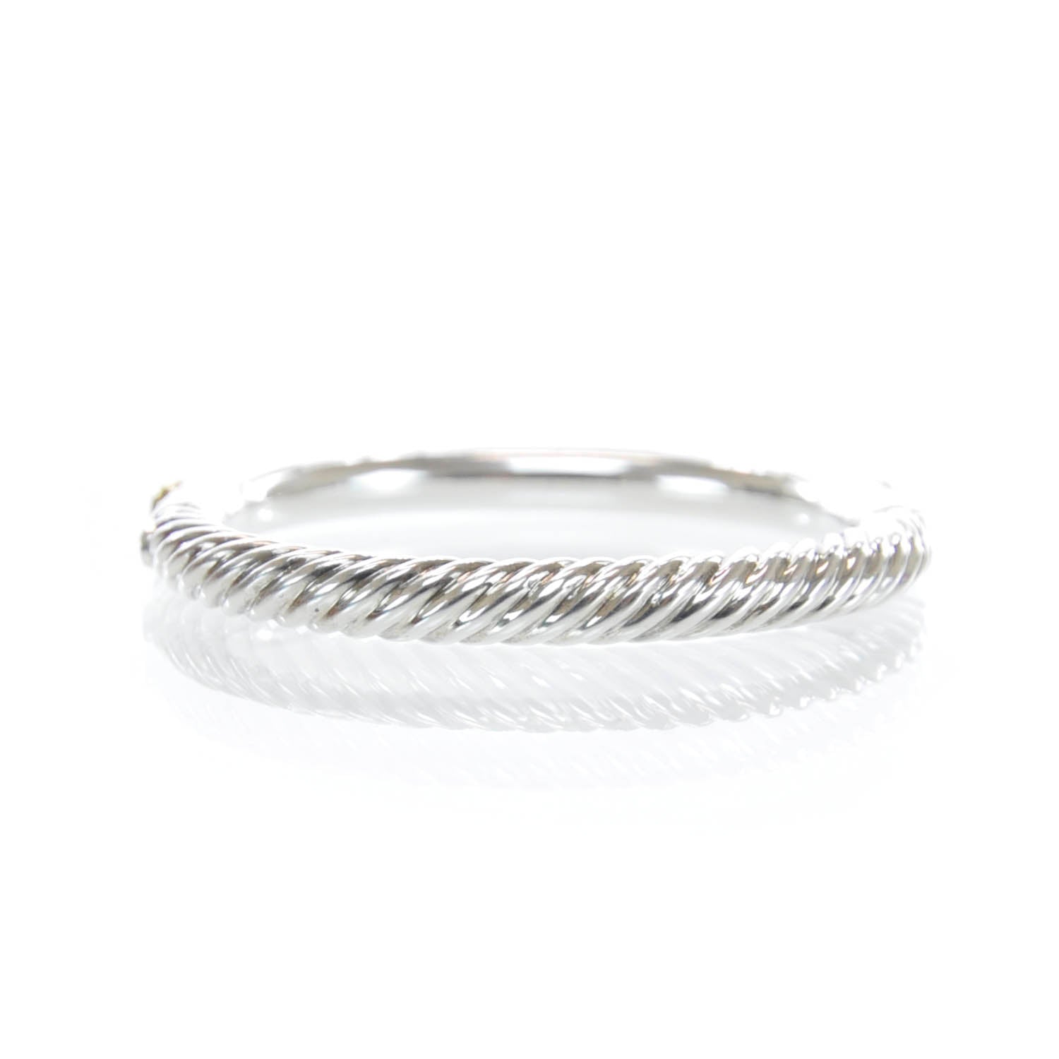 David Yurman Sterling Silver and 18k Gold Signature Peridot Diamond 5mm Bangle 2 of 7