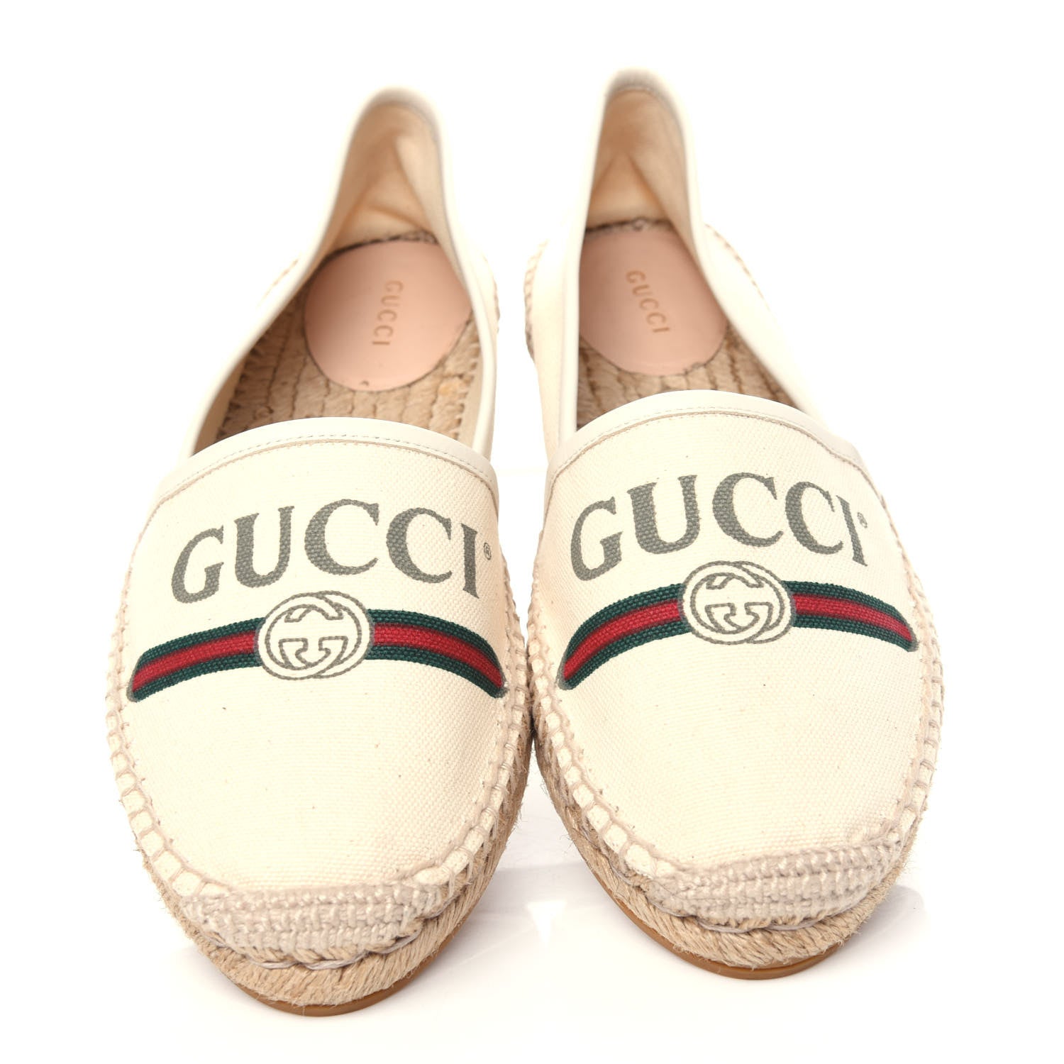Gucci Canvas Logo Espadrilles 38.5 Greggio White 5 of 13