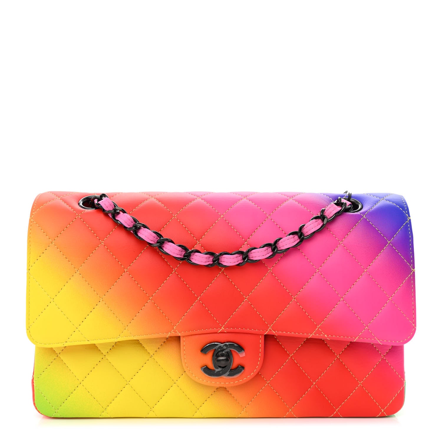 Chanel Calfskin Quilted Medium Rainbow Double Flap Multicolor 1 of 11