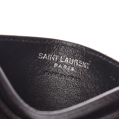 Saint Laurent Grain De Poudre Matelasse Chevron Monogram Credit Card Case Black 6 of 7