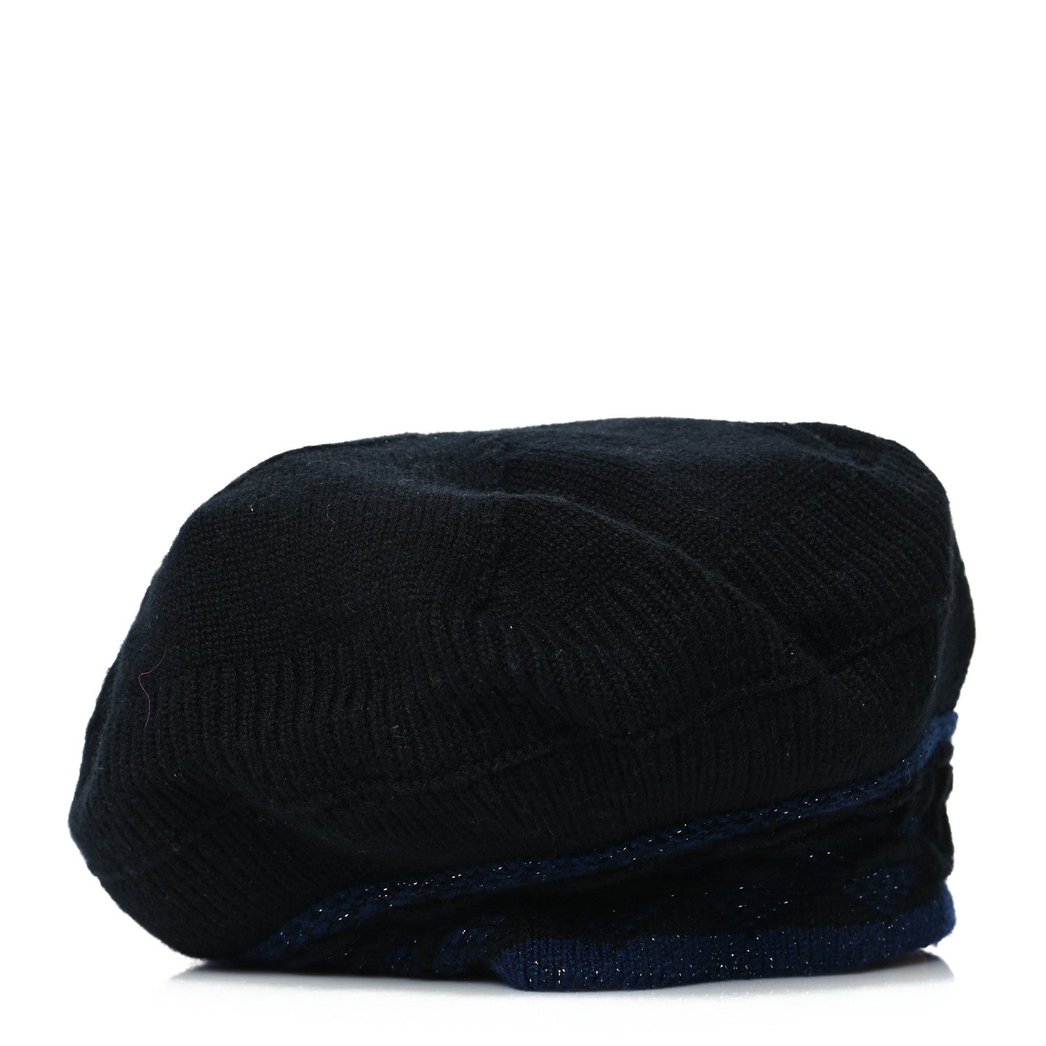 Chanel Cashmere Blend CC Beret Black Navy 6 of 8