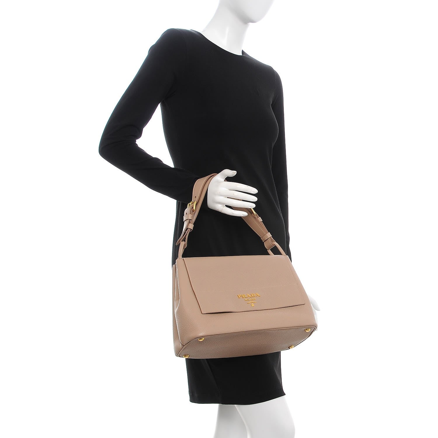Prada Vitello Daino Flap Shoulder Bag Cammeo 2 of 9