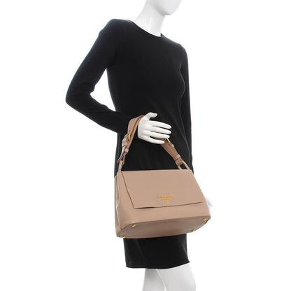 Prada Vitello Daino Flap Shoulder Bag Cammeo 2 of 9