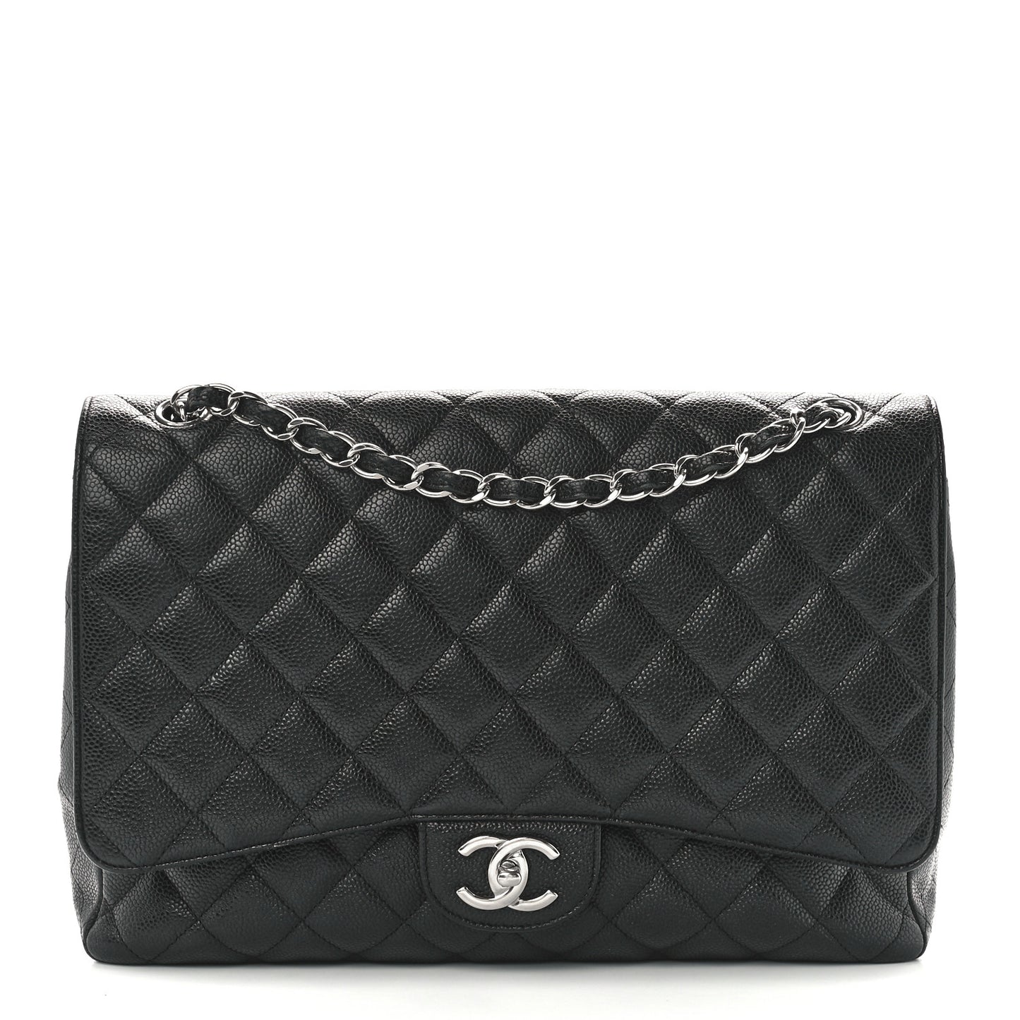 Caviar Quilted Maxi Double Flap Black