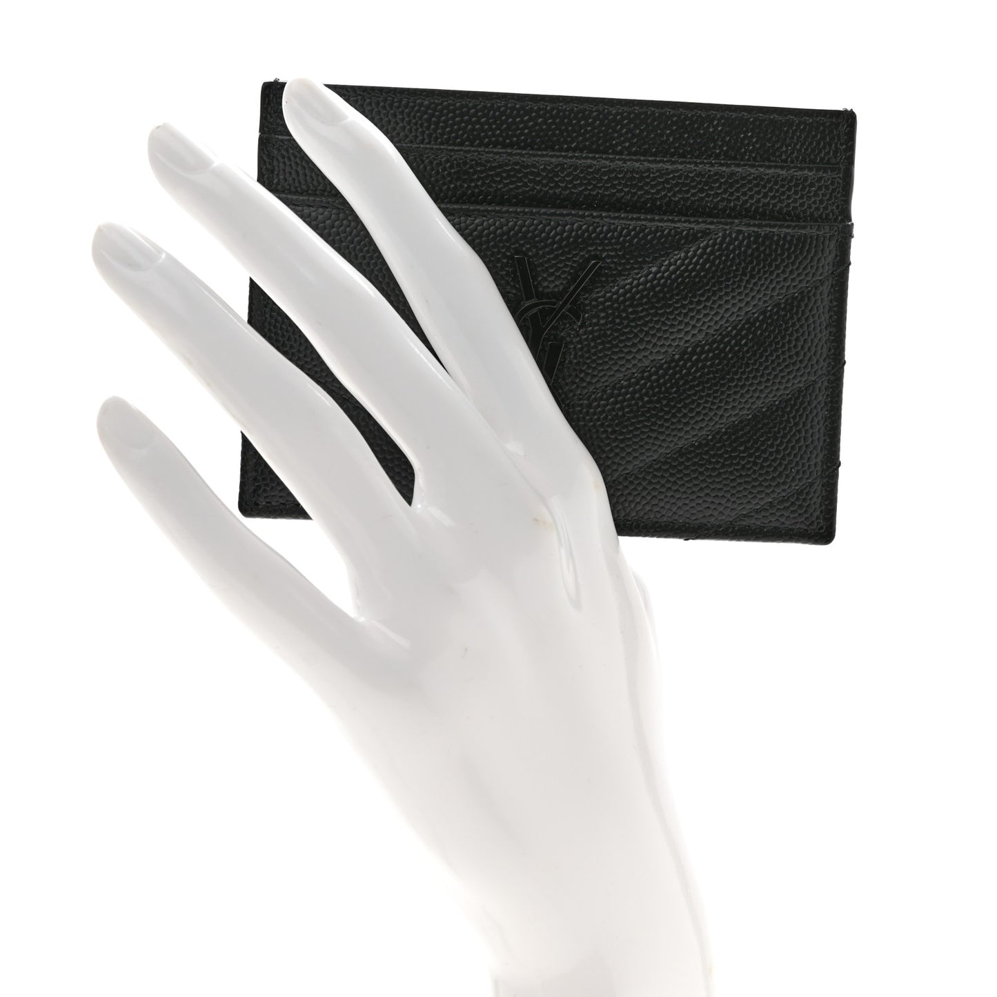 Grain De Poudre Matelasse Chevron Monochrome Monogram Credit Card Case Black