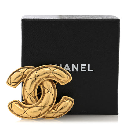 Chanel Metal Quilted Large CC Brooch Gold 4 of 4