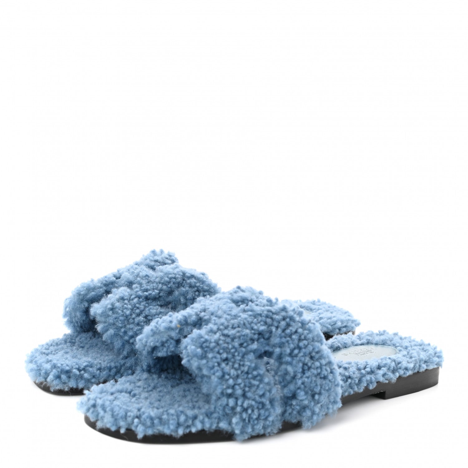 Hermes Woolskin Oran Sandals 36 Bleu 3 of 8