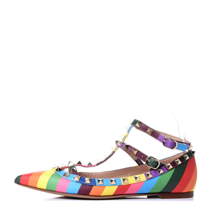 Valentino Garavani Calfskin 1973 Rockstud Cage Ballerina Flats 38.5 Multicolor 1 of 5
