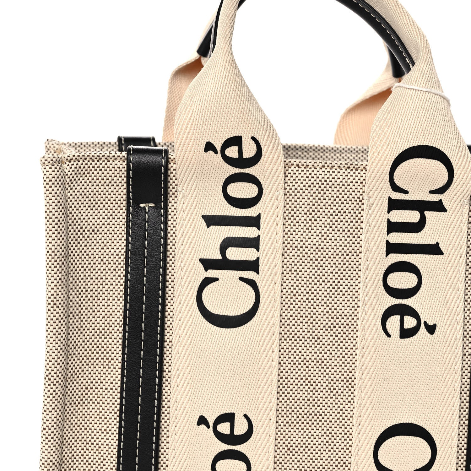 Chloe Cotton Calfskin Small Woody Ribbon Tote White 9 of 15