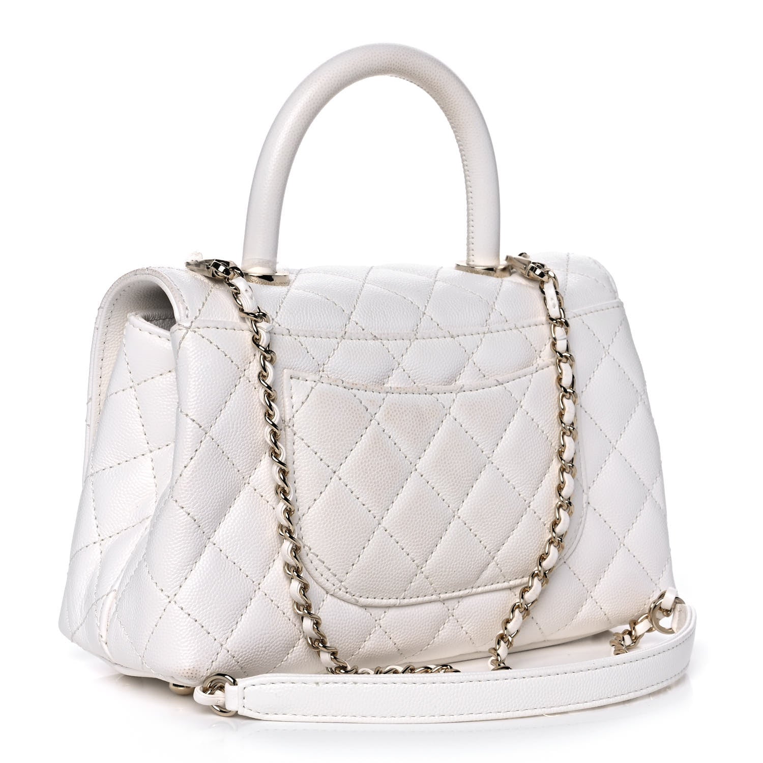 Chanel Caviar Quilted Mini Coco Handle Flap White 3 of 14