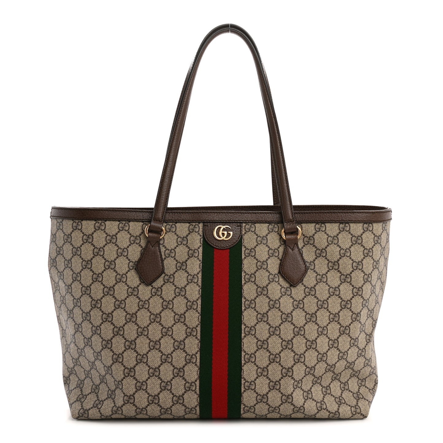 GG Supreme Monogram Medium Ophidia Shopping Tote Brown