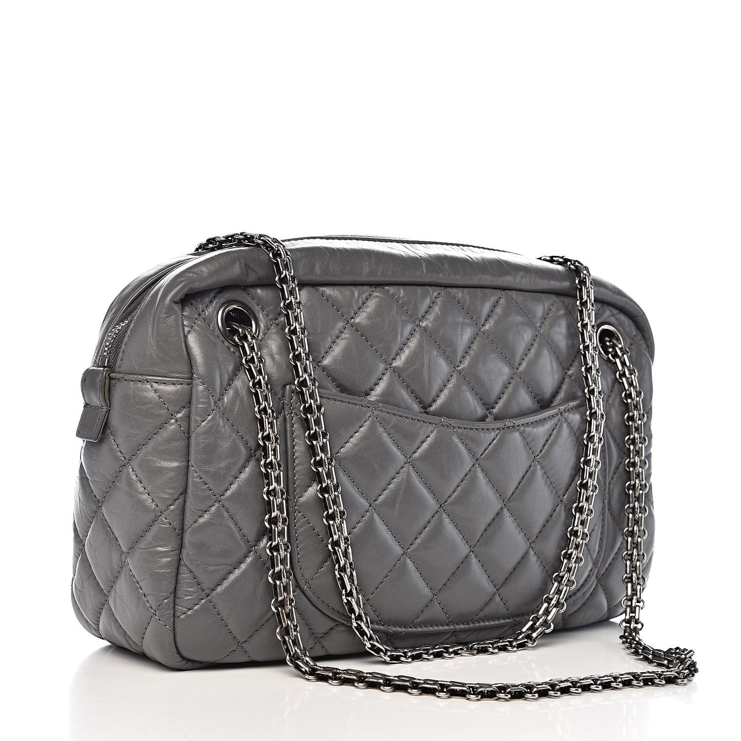 Aged Calfskin Medium Reissue Camera Case Grey