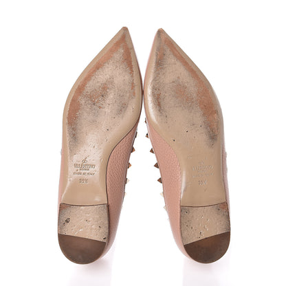 Valentino Garavani Pebbled Calfskin Rockstud Ballerina Flats 39.5 Skin Sorbet 5 of 10