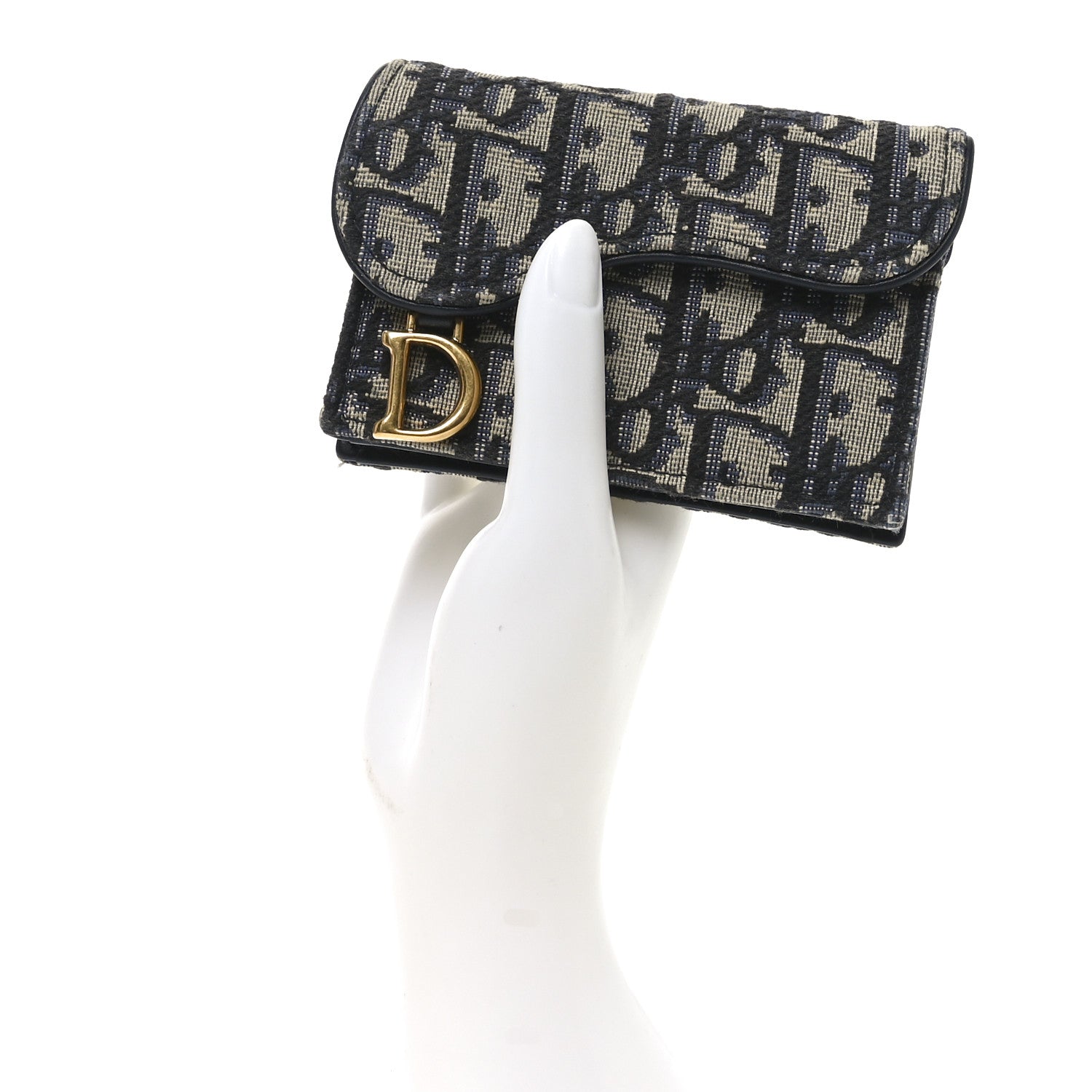 Christian Dior Oblique Saddle Card Holder Blue 2 of 7